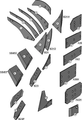 Explosionszeichnung Lemken Pflugkörper Typ US40